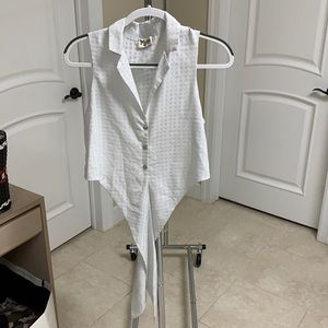 Tie in the front collared shirt